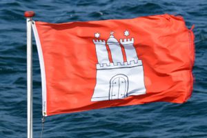 Hamburg Wappenzeichen auf Fahne