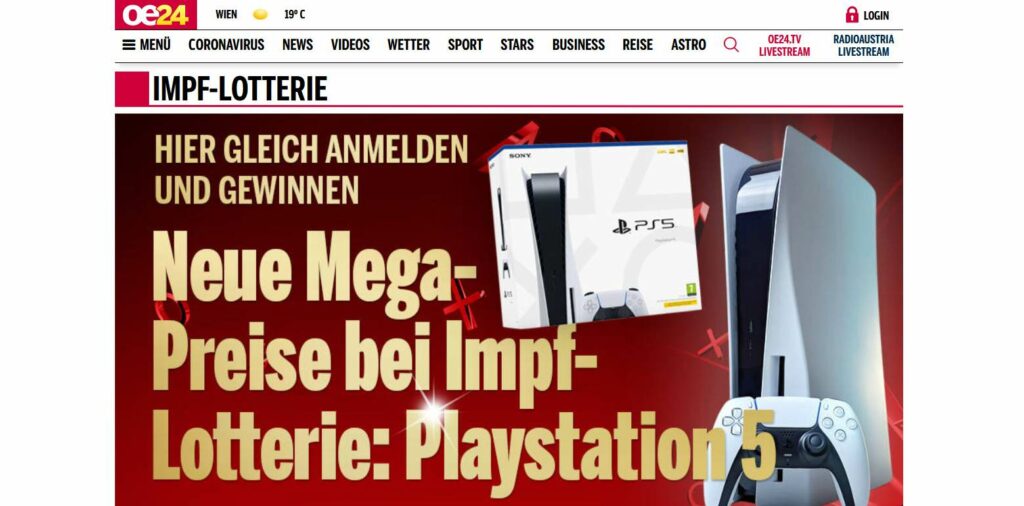Impflotterie Österreich Playstation 5
